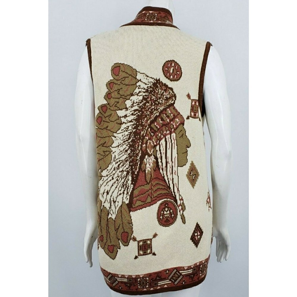 VTG Tricots St Raphael Country Shop Sweater Vest Small Indian Native American